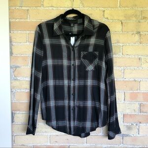 New Sanctuary Black & Burgundy Plaid Shirt